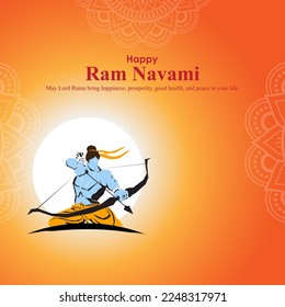 Vektorgrafik für das indische Festival Ram Navami geschrieben Hindi Text Ram Navami.