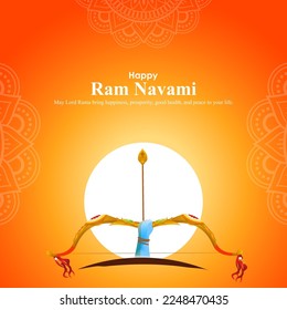 vector illustration for the Indian festival Ram Navami written Hindi text Ram Navami.