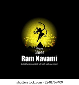 vector illustration for the Indian festival Ram Navami written Hindi text Ram Navami.