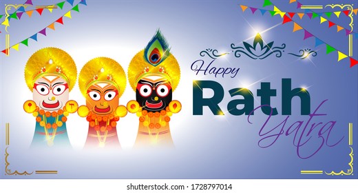 vector illustration for Indian festival Rath Yatra means Chariot Festival.
Illustration of Indian gods on shiny background with confetti