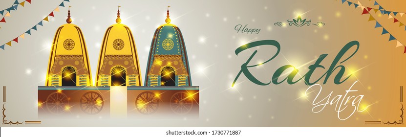vector illustration for Indian festival Rath Yatra means Chariot Festival.
Illustration of Indian gods on shiny background with confetti, peoples are celebrating the festivals 