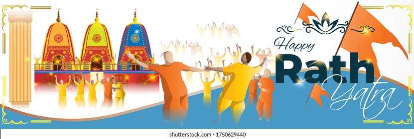 vector illustration for Indian festival Rath Yatra means Chariot Festival.
Illustration of Indian gods on shiny background with confetti, peoples are celebrating the festivals 