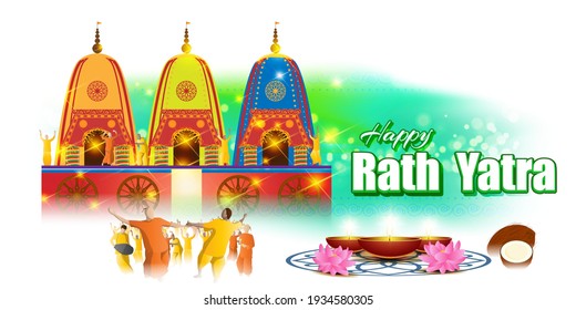 vector illustration for Indian festival Rath Yatra means Chariot Festival.
Illustration with temple on chariot with wheel