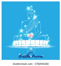 vector illustration for Indian festival with text Buddha Purnima means  Buddha Purnima