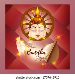 vector illustration for Indian festival with text Buddha Jayanti 