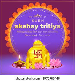 VECTOR ILLUSTRATION FOR INDIAN FESTIVAL WITH TEXT  AKSHAYA TRITIYA MEANS  AKSHAYA TRITIYA'