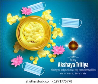 VECTOR ILLUSTRATION FOR INDIAN FESTIVAL WITH TEXT  AKSHAYA TRITIYA MEANS  AKSHAYA TRITIYA'