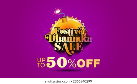 Vector illustration of Indian Festive dhamaka sale offer and promotional logo, advertising background design. svg