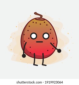 Vector Illustration of Indian Fig Fruit Character with cute face, simple hands and leg line art on Isolated Background. Flat cartoon doodle style.