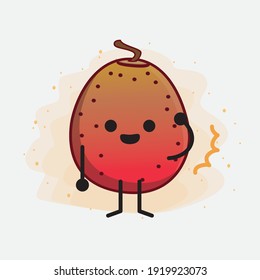 Ilustración vectorial del personaje de la fruta de la higuera india con cara linda, manos simples y líneas de la pierna en fondo aislado. Estilo de dibujo animado plano.