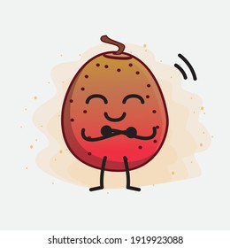 Vector Illustration of Indian Fig Fruit Character with cute face, simple hands and leg line art on Isolated Background. Flat cartoon doodle style.