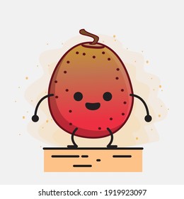 Ilustración vectorial del personaje de la fruta de la higuera india con cara linda, manos simples y líneas de la pierna en fondo aislado. Estilo de dibujo animado plano.