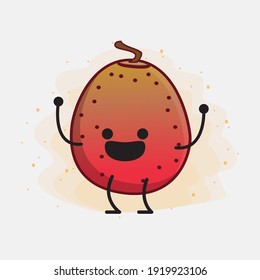 Vector Illustration of Indian Fig Fruit Character with cute face, simple hands and leg line art on Isolated Background. Flat cartoon doodle style.