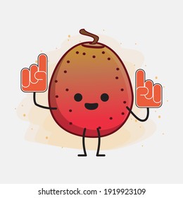 Ilustración vectorial del personaje de la fruta de la higuera india con cara linda, manos simples y líneas de la pierna en fondo aislado. Estilo de dibujo animado plano.