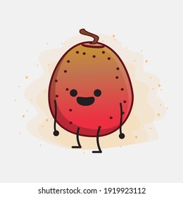 Ilustración vectorial del personaje de la fruta de la higuera india con cara linda, manos simples y líneas de la pierna en fondo aislado. Estilo de dibujo animado plano.