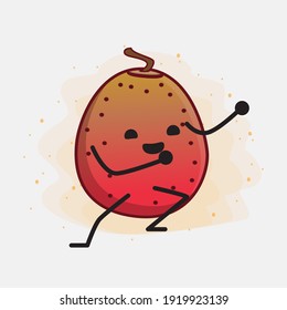 Ilustración vectorial del personaje de la fruta de la higuera india con cara linda, manos simples y líneas de la pierna en fondo aislado. Estilo de dibujo animado plano.