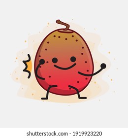 Ilustración vectorial del personaje de la fruta de la higuera india con cara linda, manos simples y líneas de la pierna en fondo aislado. Estilo de dibujo animado plano.