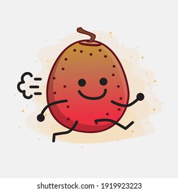 Vector Illustration of Indian Fig Fruit Character with cute face, simple hands and leg line art on Isolated Background. Flat cartoon doodle style.