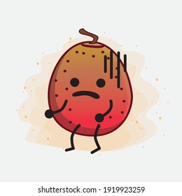 Ilustración vectorial del personaje de la fruta de la higuera india con cara linda, manos simples y líneas de la pierna en fondo aislado. Estilo de dibujo animado plano.