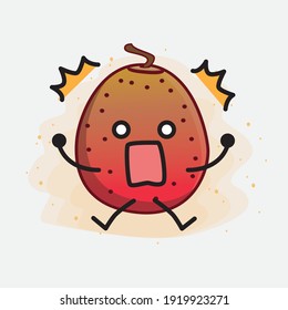 Vector Illustration of Indian Fig Fruit Character with cute face, simple hands and leg line art on Isolated Background. Flat cartoon doodle style.