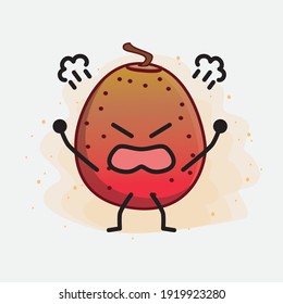 Vector Illustration of Indian Fig Fruit Character with cute face, simple hands and leg line art on Isolated Background. Flat cartoon doodle style.
