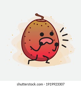 Vector Illustration of Indian Fig Fruit Character with cute face, simple hands and leg line art on Isolated Background. Flat cartoon doodle style.