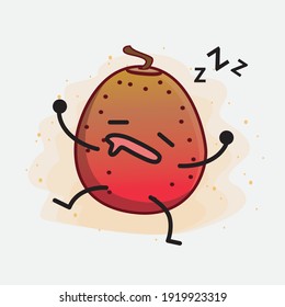 Vector Illustration of Indian Fig Fruit Character with cute face, simple hands and leg line art on Isolated Background. Flat cartoon doodle style.