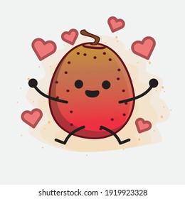 Vector Illustration of Indian Fig Fruit Character with cute face, simple hands and leg line art on Isolated Background. Flat cartoon doodle style.