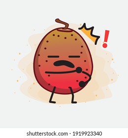Vector Illustration of Indian Fig Fruit Character with cute face, simple hands and leg line art on Isolated Background. Flat cartoon doodle style.