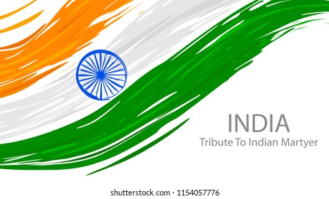 Vector Illustration Of Indian Flag In Painting Style