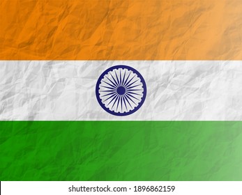 Vector Illustration of indian flag in paper crush style for Indian Republic Day and independence day celebration.