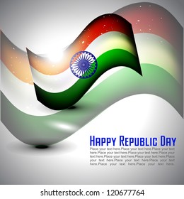Vector illustration of Indian flag for Republic Day and Independence Day in shiny background.