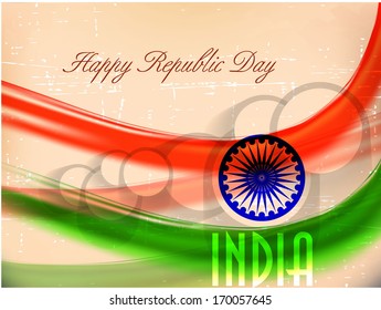 Vector illustration of Indian flag in Republic Day and Independence Day with shiny wave.