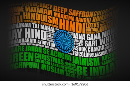 vector illustration of Indian Flag in typography style