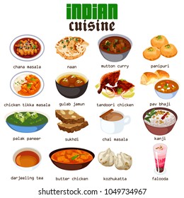 A vector illustration of Indian Food Cuisine