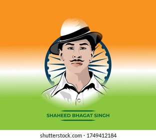 Vector Illustration Indian Freedom Fighter Bhagat Stock Vector (Royalty ...