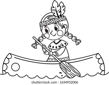 free indian in canoe clipart