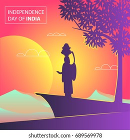 Vector illustration of an Indian girl on the Independence Day of India