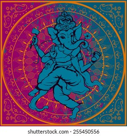 Vector illustration of an Indian god - Ganesha purple