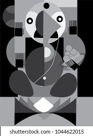 Vector illustration of an Indian god - on white and block Ganesha