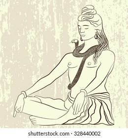 Vector illustration - Indian god Shiva