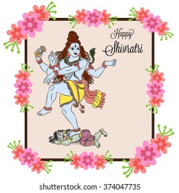 Vector illustration of Indian god Shiva for Happy Shivratri.