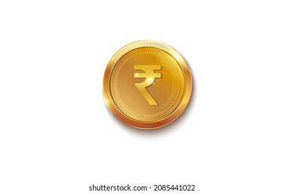 Vector illustration of Indian golden rupee coin currency money wealth on isolated white background