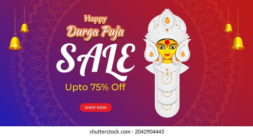 vector illustration for Indian hindu festival Durga puja sale banner, flyer poster