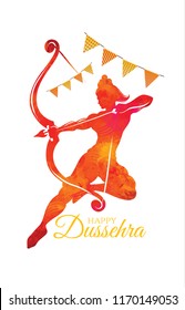 vector illustration. Indian holiday happy dussehra. translation from Marathi: Vijayadashami. design elements for decoration of posters, cards, flyers, covers and sales. Rama's victory over the demonic