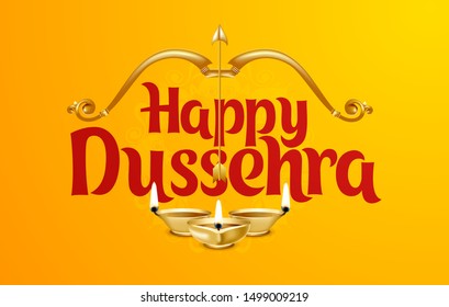 vector illustration. Indian holiday happy dussehra. translation from Marathi: Vijayadashami. design elements for decoration of posters, cards, flyers, covers and sales. Rama's victory over the demonic