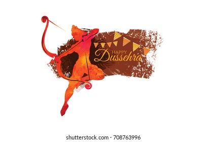 vector illustration. Indian holiday happy dussehra. translation from Marathi: Vijayadashami. design elements for decoration of posters, cards, flyers, covers and sales. Rama's victory over the demonic