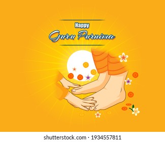 vector illustration for Indian holy Day with text Guru Purnima means Guru Purnima