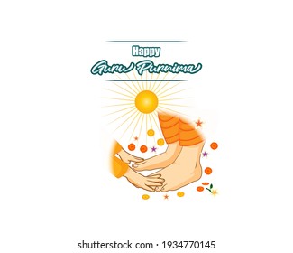 vector illustration for Indian holy Day with text Guru Purnima means Guru Purnima