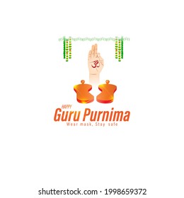 vector illustration for Indian holy Day with text Guru Purnima means Guru Purnima